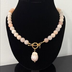 Mayamar Aventurine Beaded Necklace with Baroque Pearl